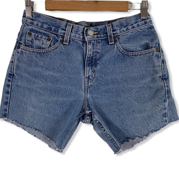 Vintage Levis 5 Jean Shorts 505 Cut Offs Y2K 2001 Light Wash Denim High Rise